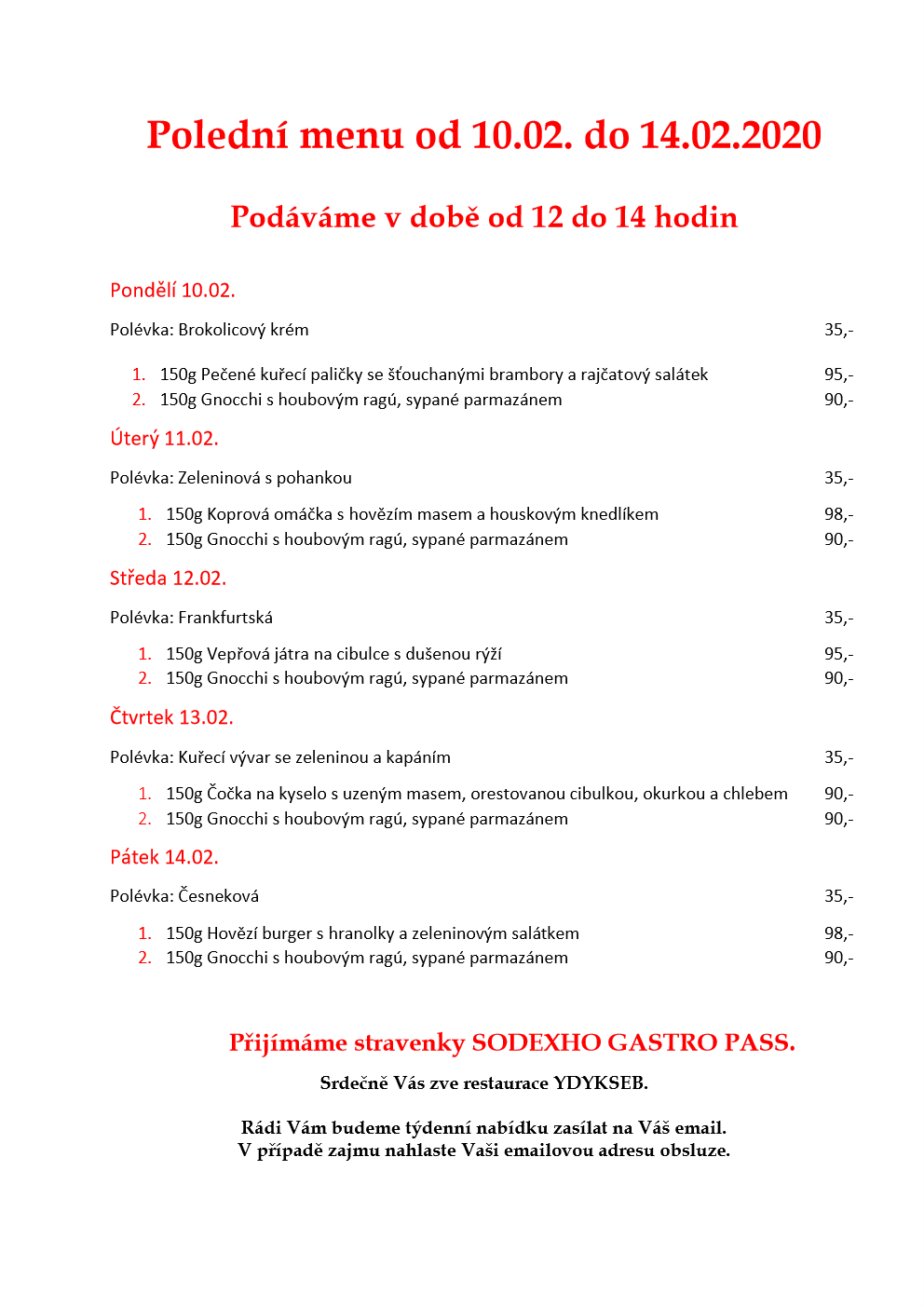 Týdenní menu