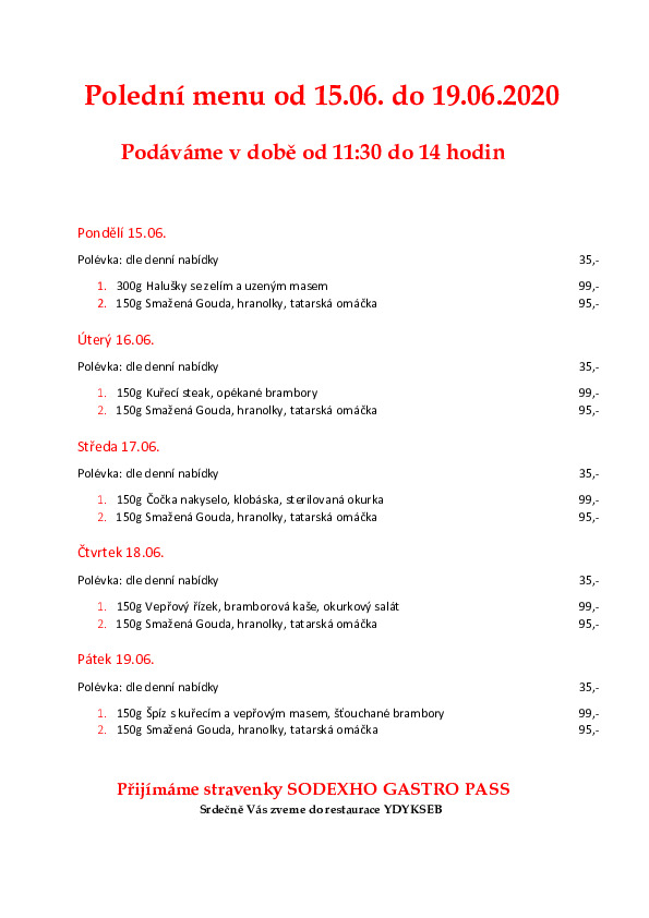 Týdenní menu