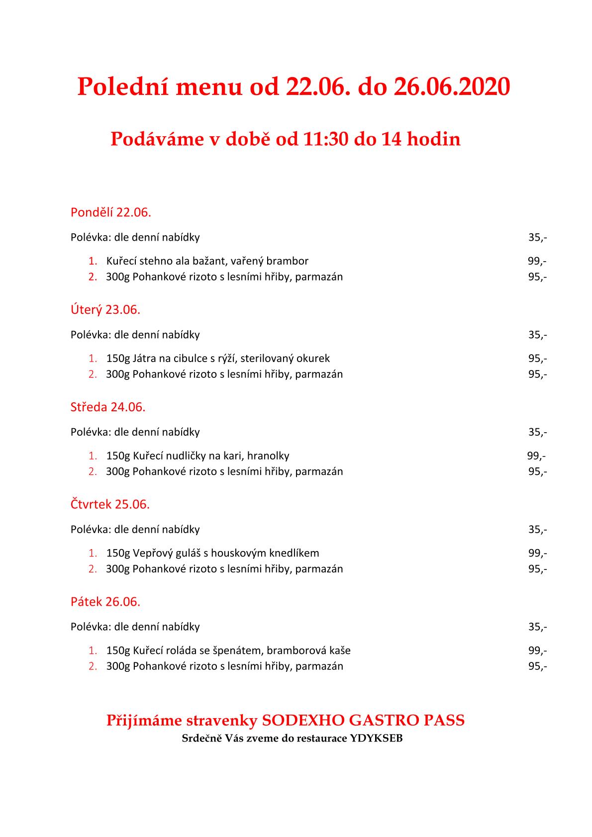 Obědové menu