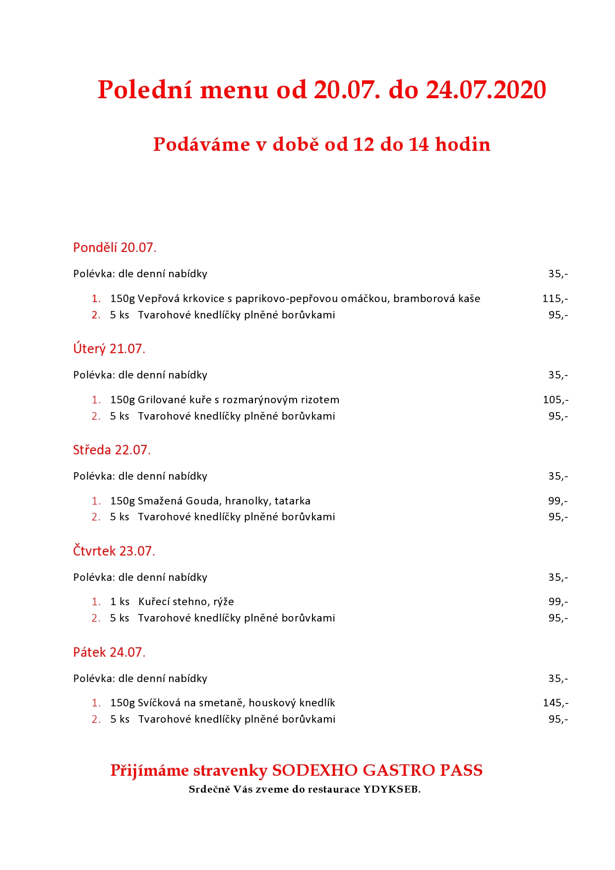 Obědové menu