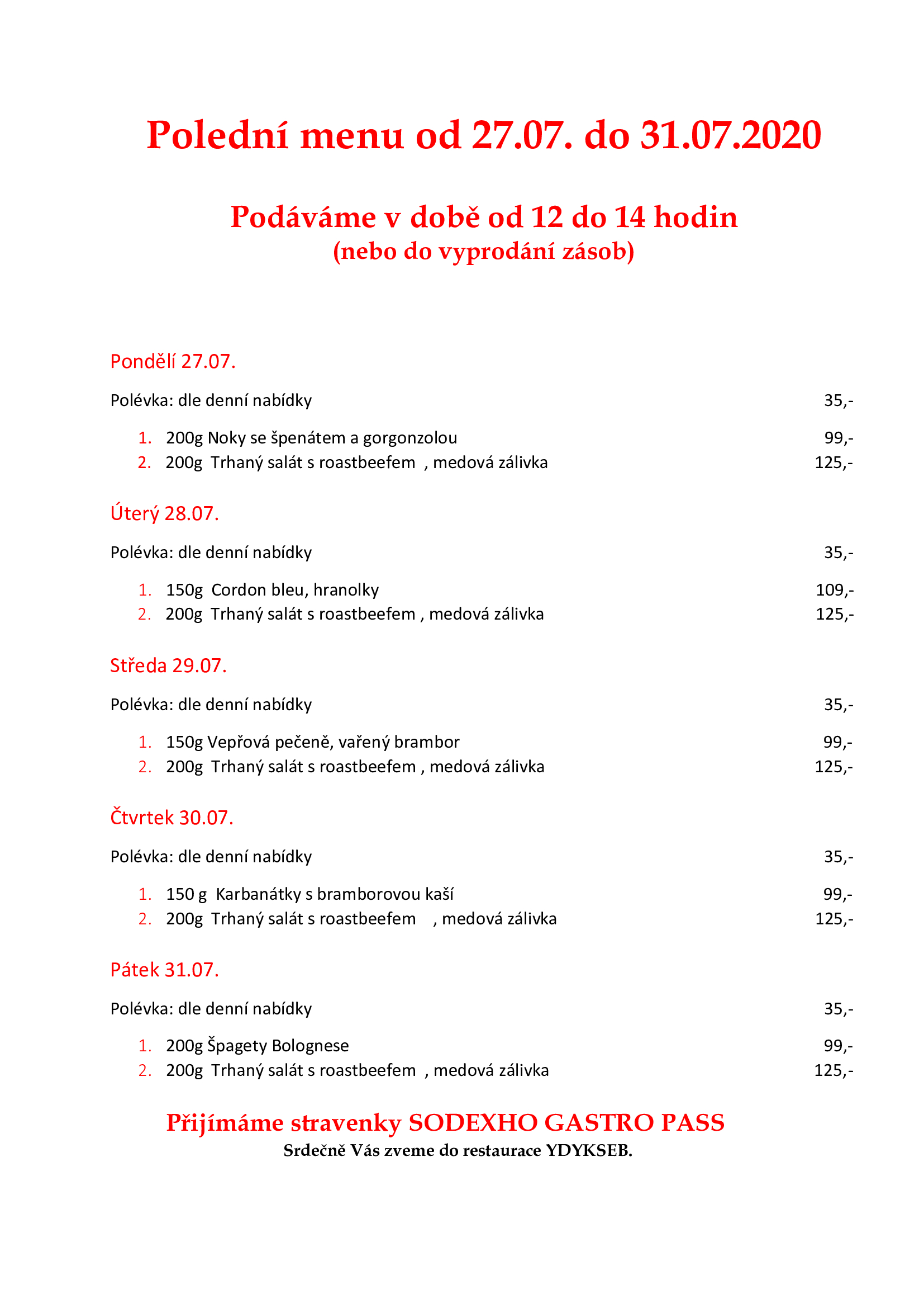 Obědové menu