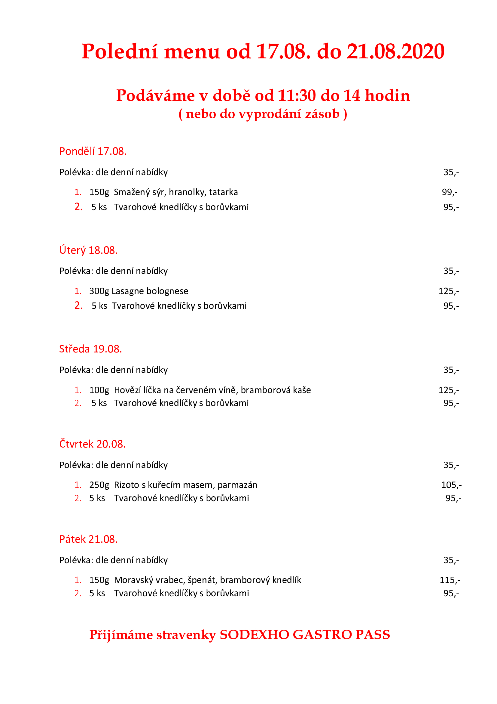 Obědové menu