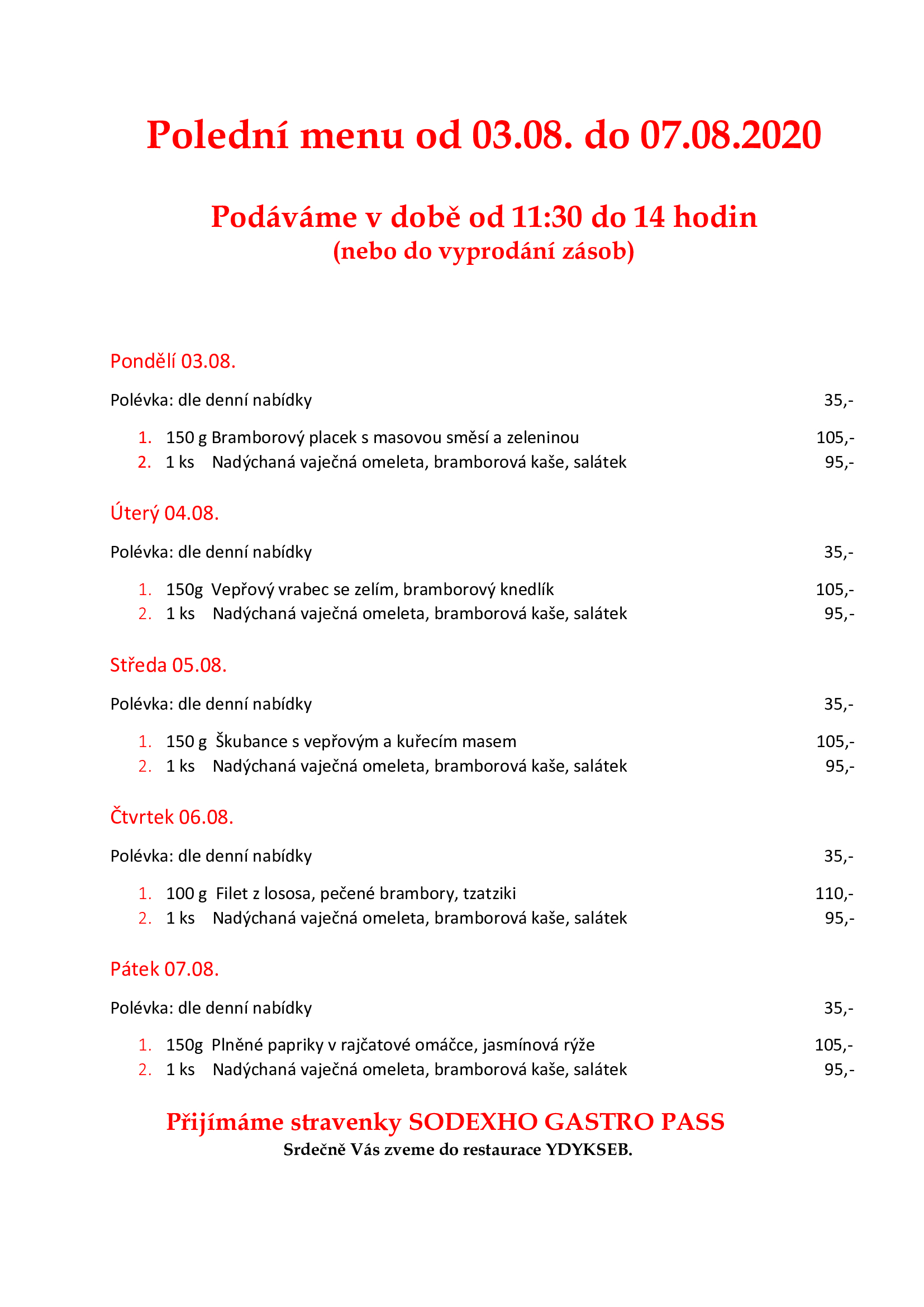 Obědové menu